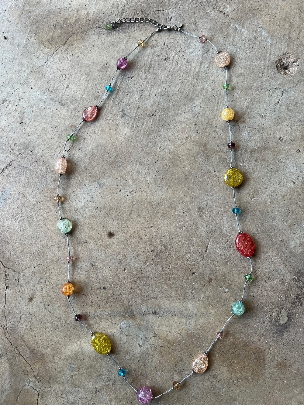 Multi-Color Beaded Women’s Necklace - Pastel Glass & Sparkle
